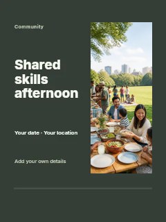 Shared skills afternoon greeting card template · Split portrait