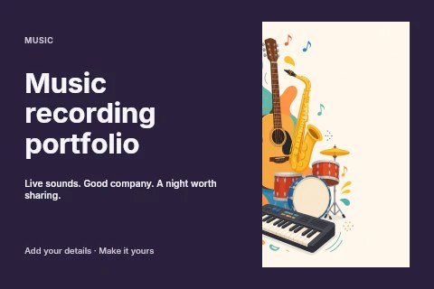 Music recording portfolio postcard template