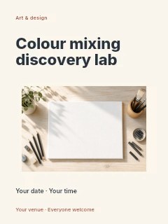 Colour mixing discovery lab poster template · Modern programme