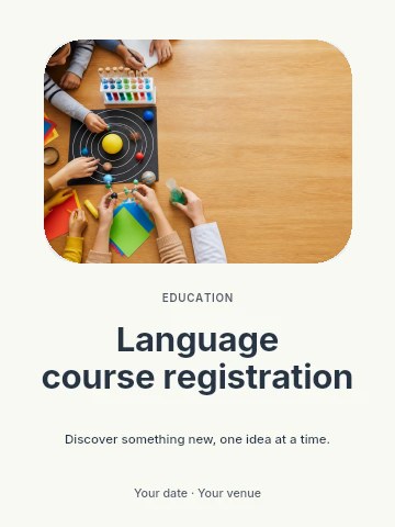 Language course registration invitation template