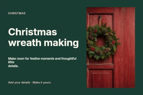 Christmas wreath making postcard template