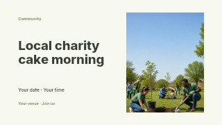 Local charity cake morning youtube thumbnail template · Horizontal photo dialogue