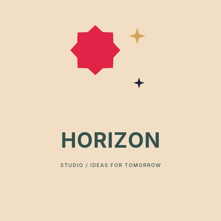 8-point broad sparkle · trio composition in Horizon studio · Illustrated logo
