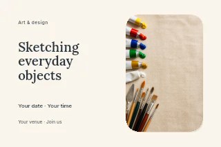 Sketching everyday objects postcard template · Horizontal photo dialogue