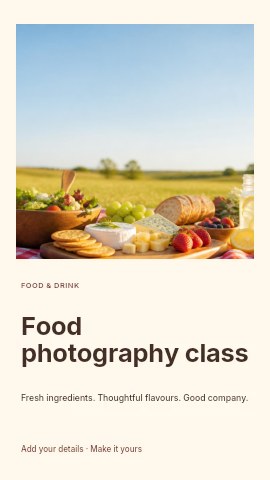 Food photography class instagram story template