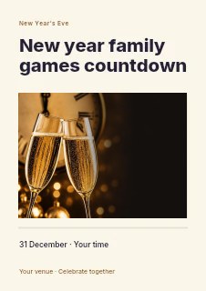 New Year family games countdown flyer template · Title & photograph