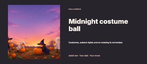 Midnight costume ball event ticket template