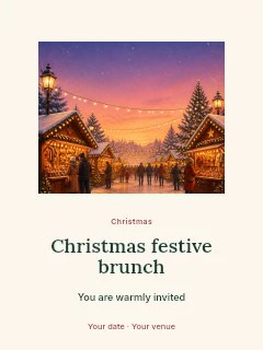 Evening winter market with festive lights in Christmas festive brunch · Picture window