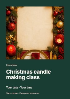 Christmas candle making class flyer template · Gallery editorial