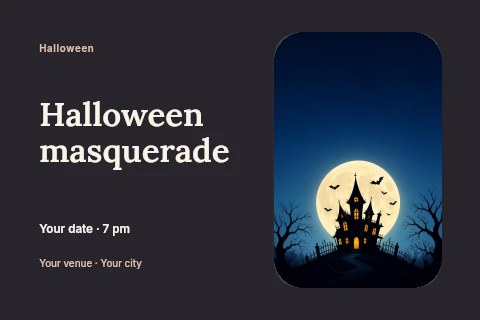 Halloween masquerade postcard template