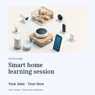 Smart home automation network setup in Smart home learning session social media post · Gallery editorial