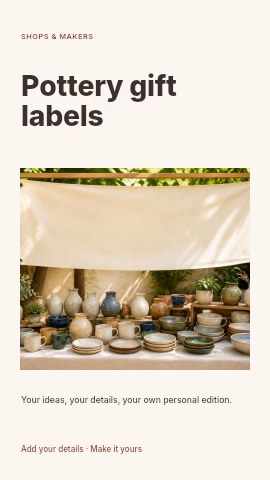 Pottery gift labels instagram story template