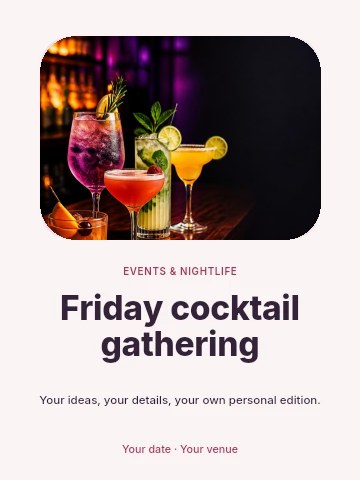 Colorful cocktails on bar counter in Friday cocktail gathering invitation template