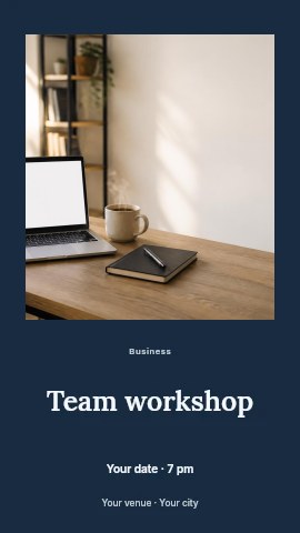 Minimalist workspace with laptop and coffee in Team workshop instagram story template