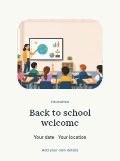 Back to school welcome greeting card template · Picture window