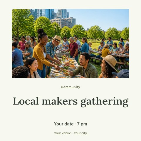 Local makers gathering social media post template