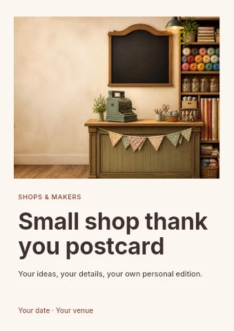 Small shop thank you postcard flyer template
