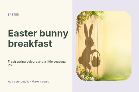 Easter bunny breakfast postcard template