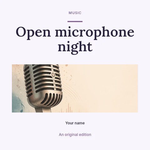 Open microphone night podcast cover template · Quiet photo gallery