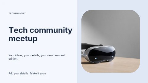 Futuristic Virtual Reality Headset on Desk in Tech community meetup youtube thumbnail template