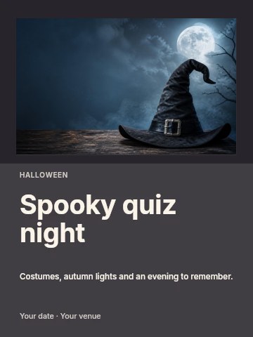 Spooky quiz night poster template