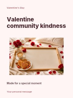 Romantic Valentine’s Breakfast Tray with Roses in Valentine community kindness · Modern programme