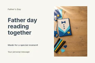 Father Day reading together postcard template · Horizontal photo dialogue