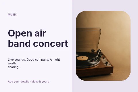 Open air band concert postcard template
