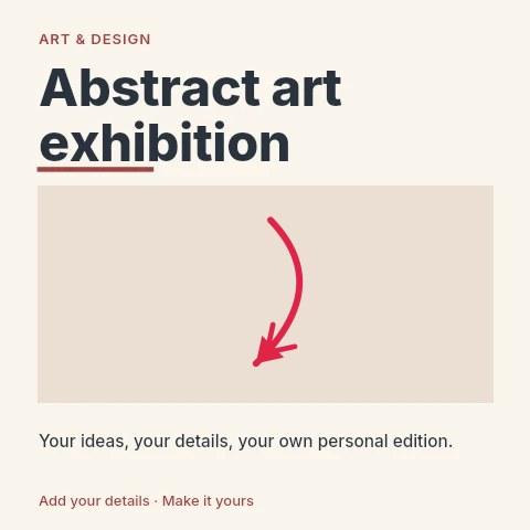 South-west curve arrow · double head in Abstract art exhibition social media post template