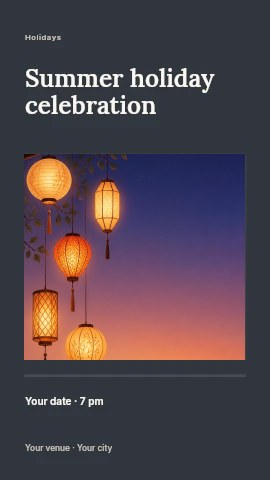 Glowing Paper Lanterns at Sunset in Summer holiday celebration instagram story template