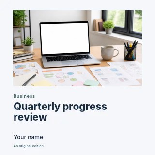 Quarterly progress review podcast cover template · Gallery editorial