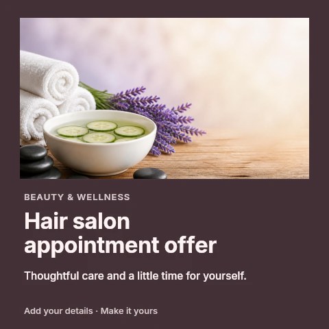 Hair salon appointment offer social media post template