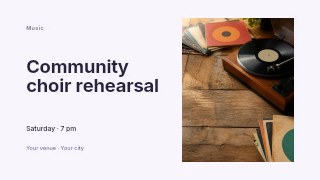 Community choir rehearsal presentation cover template · Horizontal photo dialogue
