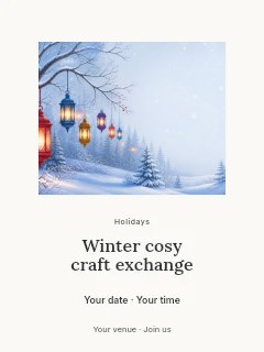 Winter cosy craft exchange poster template · Picture window