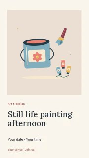 Fresh paint with a paint can and artist brushes in Still life painting afternoon instagram story · Gallery editorial