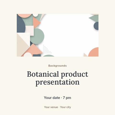 Pastel geometric shapes background in Botanical product presentation social media post template