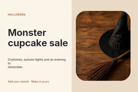 Monster cupcake sale postcard template