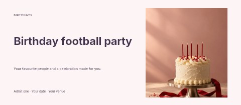 Birthday football party event ticket template