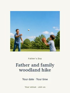 Father and family woodland hike poster template · Picture window