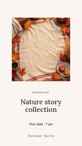 Autumn picnic blanket with fall decor in Nature story collection instagram story template