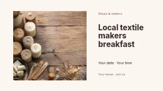 Local textile makers breakfast youtube thumbnail template · Horizontal photo dialogue