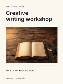 Creative writing workshop invitation template · Title & photograph