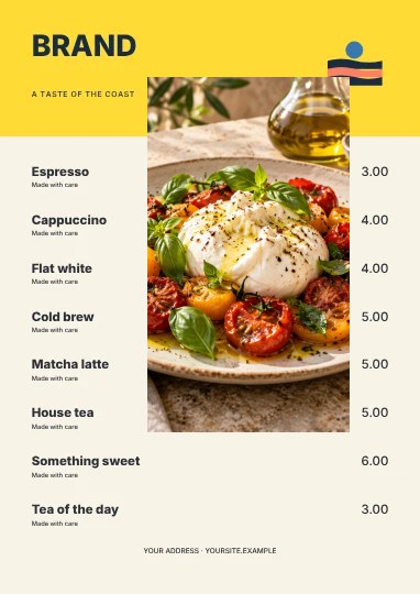A taste of the coast · Duotone menu template