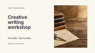 Creative writing workshop youtube thumbnail template · Horizontal photo dialogue