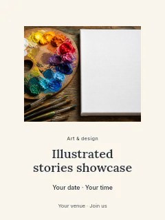 Illustrated stories showcase poster template · Picture window