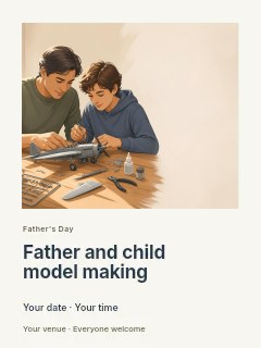 Father and son building model airplane in Father and child model making poster · Gallery editorial