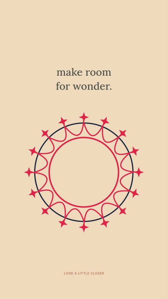Sparkle radial emblem · 16 motifs and interlaced in Make room for wonder · Abstract wallpaper