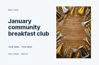 January community breakfast club postcard template · Horizontal photo dialogue