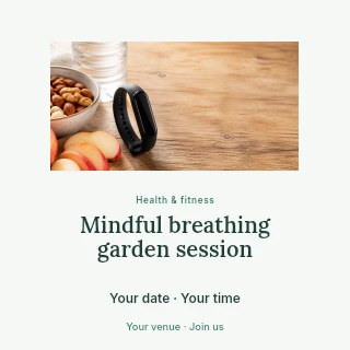 Mindful breathing garden session social media post template · Picture window