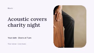 Acoustic covers charity night presentation cover template · Horizontal photo dialogue